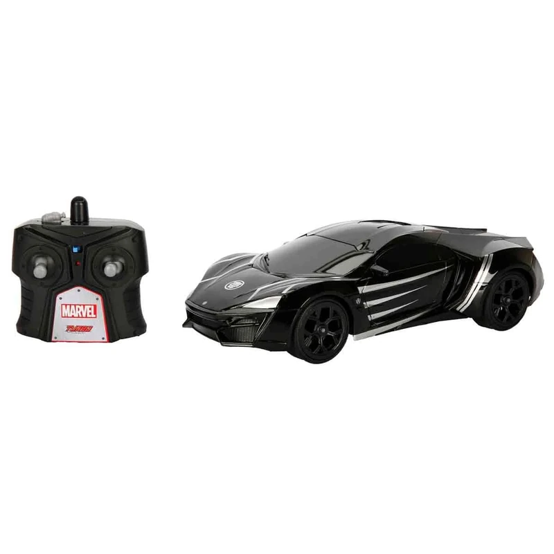 Jada Toys Marvel Black Panther RC Lykan Hypersport, Turbo Function, RC Car, Remote Controlled Car with Remote Control, Forward-Backward, Left-Right, Scale 1:16, USB Charging Function, Black