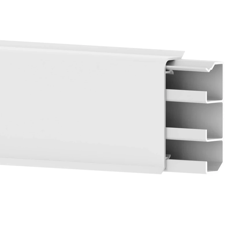 Cablecoach 6 m PVC Skirting Board with Integrated Cable Duct White Height 70 mm (Pack of 4) - Image 1