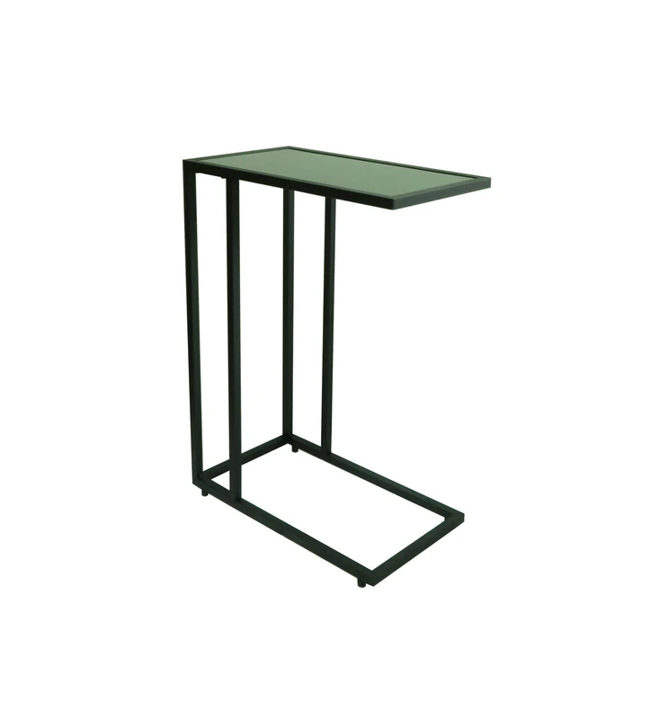 Aspect Bellini Glass Top Sofa Side End Laptop Table (Black/Black)