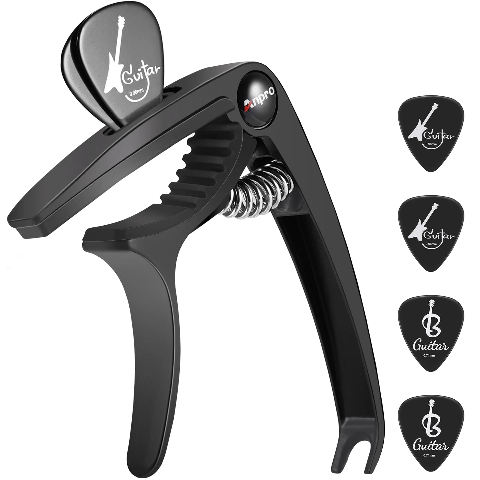 Anpro Guitar Capo with 6 Guitar Picks for Acoustic and Electric Guitar,Ukulele,Mandolin and Banjo