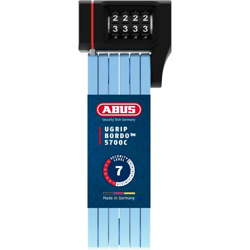 ABUS Bordo uGrip 5700/80C Folding Lock with Bracket - Bicycle Lock with 5 mm Thick Bars - ABUS Security Level 7 - 80 cm - Core Blue