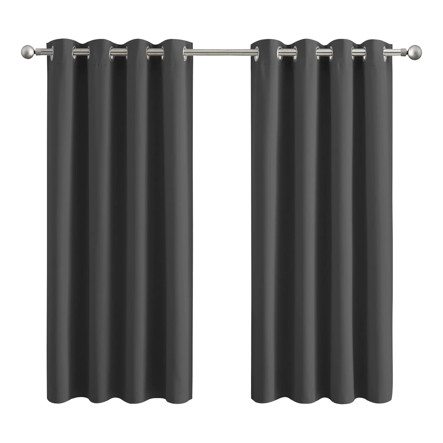 Aspire Homeware Blackout Curtains for Bedroom - Thermal Eyelet Grey Curtains Window Treatments Super Soft Ring Top Living Room Curtain & Drapes 2 Panels 46 x 54 inch Drop