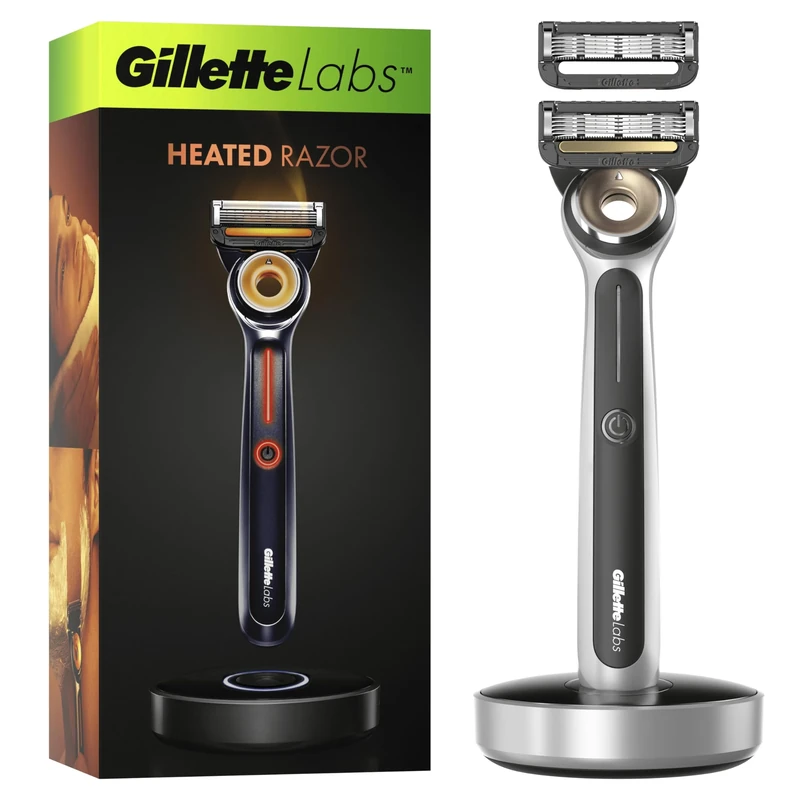 Gillette Labs Heated Men's Razor + 1 Razor Blade Refill, FlexDisc Technology, 100% Waterproof, Gifts for Men, 2 Pin UK Plug