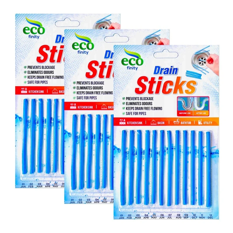 Zotti Drain Sticks | Pack of 36 | Enzyme Drain Cleaner | For Sink, Basin, Bathtub | Powerful Enzymatic Cleaner | Prevents Blockages and Bad Odour | Perfect for Grease, Fat, Food Residue