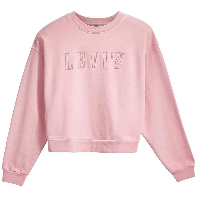 Levi's Women's Graphic Diana Crewneck Sweatshirt Serif Outline Garment Dye Blush (Red) XS
