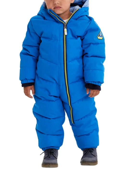 Killtec Twinkly MNS ONPC B Children's Ski Overall in Down Look - Snowsuit with Hood - Winter Suit with Fluffy Lining - Neon Blue 110/116
