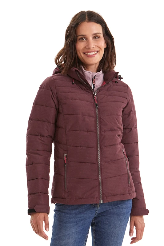 Killtec Women's Skane Wmn Quilted Jacket A Jacket in Down Look with Removable Hood, womens, Jacket in down look with zip-off hood, 35615-000, plum, 46 (EU)