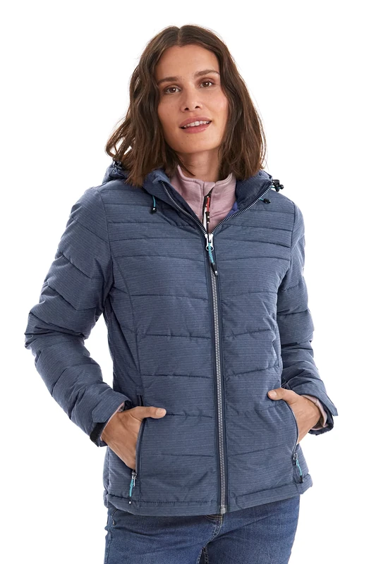 Killtec Women's Skane Wmn Quilted Jacket A Jacket in Down Look with Removable Hood, womens, Jacket in down look with zip-off hood, 35615-000, dark navy, 38