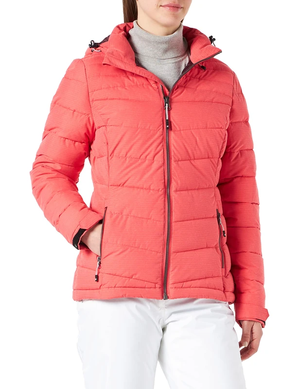 Killtec Women's Skane Wmn Quilted Jacket A Jacket in Down Look with Removable Hood, womens, Jacket in down look with zip-off hood, 35615-000, raspberry, 44 (EU)