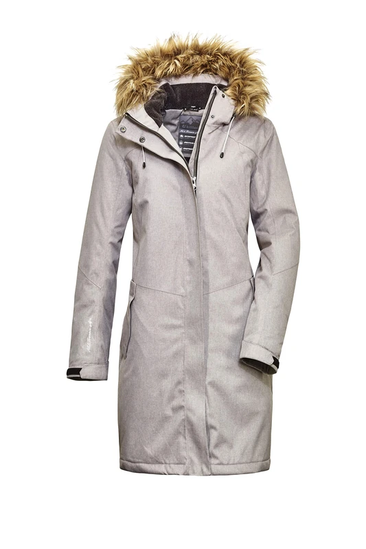 Killtec Women's Ostfold WMN PRK A Functional Parka with Zip-Off Hood, Grey, 42 Tall