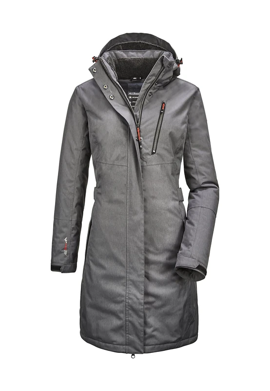 Killtec Alisi Women's Functional Parka with Removable Hood, womens, Functional parka with zip-off hood, 32730-000, charcoal, 42