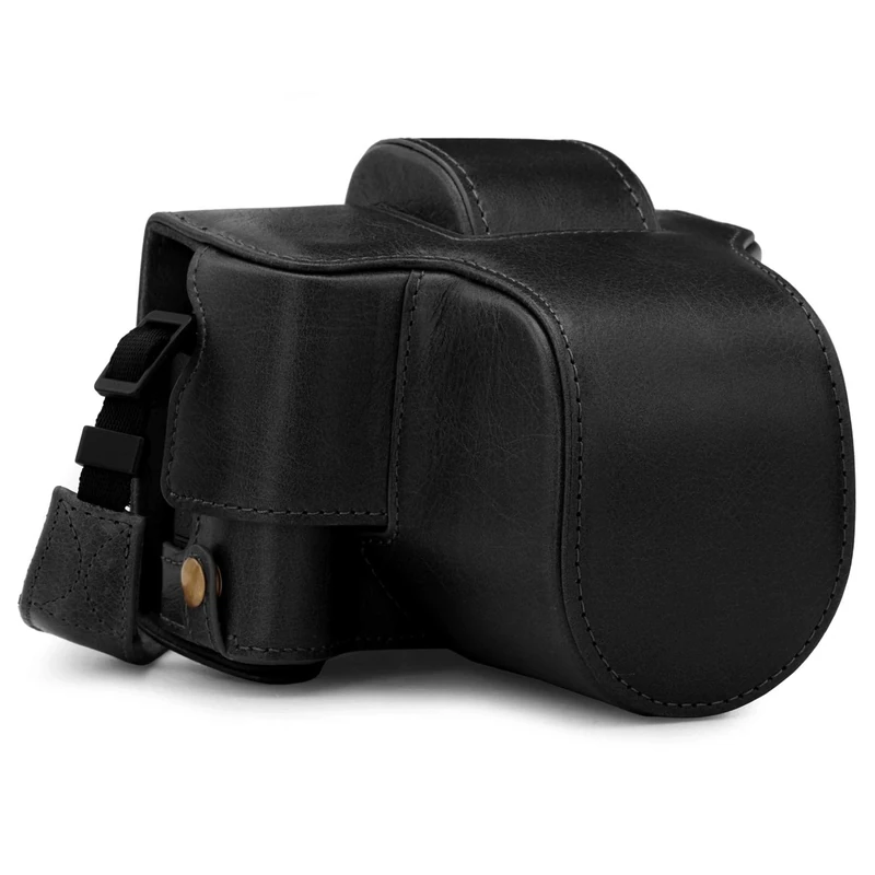 MegaGear MG1883 Ever Ready Genuine Leather Camera Case Compatible with Fujifilm X-T200 (XC15-45mm) - Black