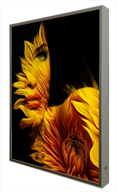 White Lacquered Wooden Frame with LED Flower