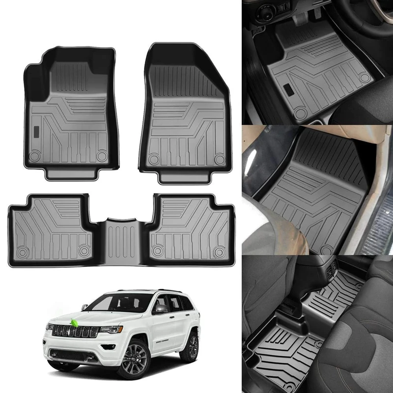 KUST 3D Floor Mats for Jeep Cherokee 2016-2021（Not for Jeep Grand Cherokee） All Weather Floor Carpet Liner 2 Row Liner Set TPE Durable Odorless