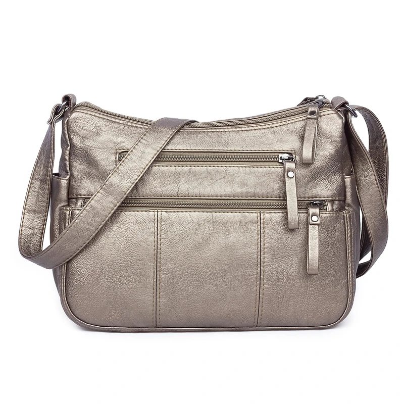 VOLGANIK ROCK Purses for Women Soft PU Leather Shoulder Bag Ladies Crossbody Purse Pocketbooks, Antique Silver-11.8"-new, M