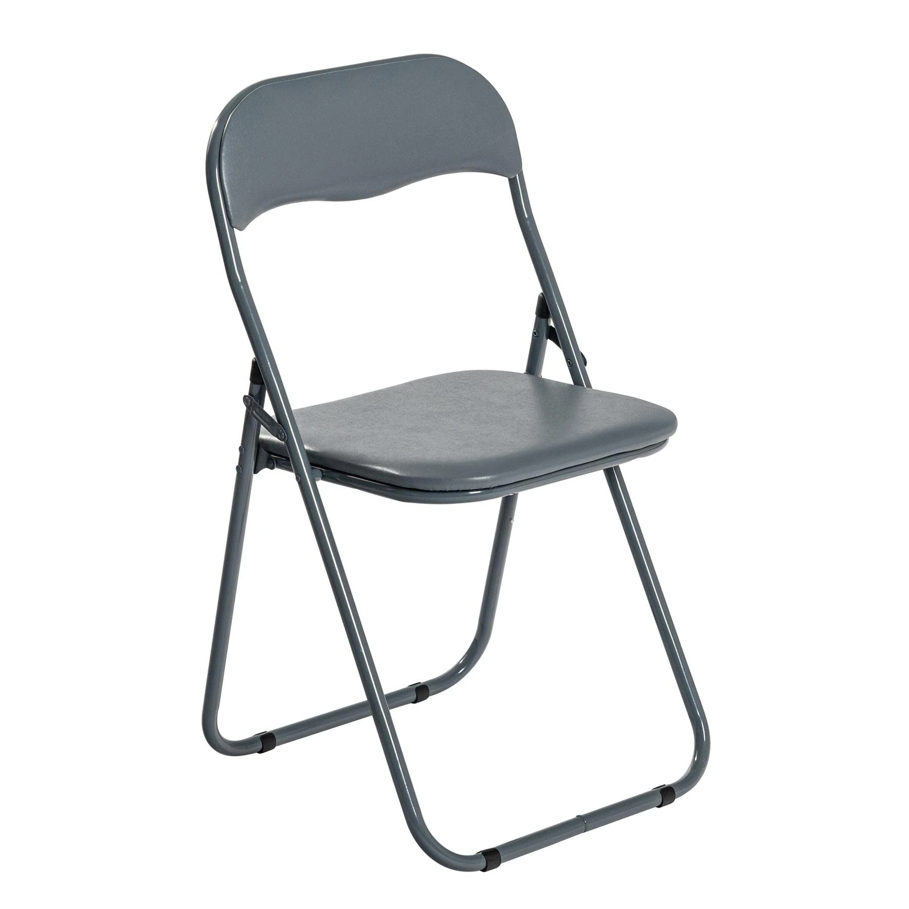 Harbour Housewares Padded Folding Chair - Solid Grey - Pack of 1 - Easy Store Metal Frame Foldable Desk Chair for Office, Dining, Kitchen