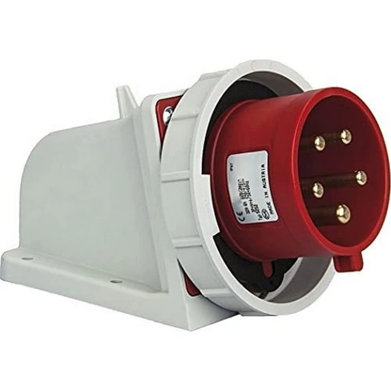 SIROX® CEE Wall Plug IP 67, 5-Pin 400 V, 6 h Current 32 A, Phase Inverter Yes, Nickel-Plated Contacts No, Red