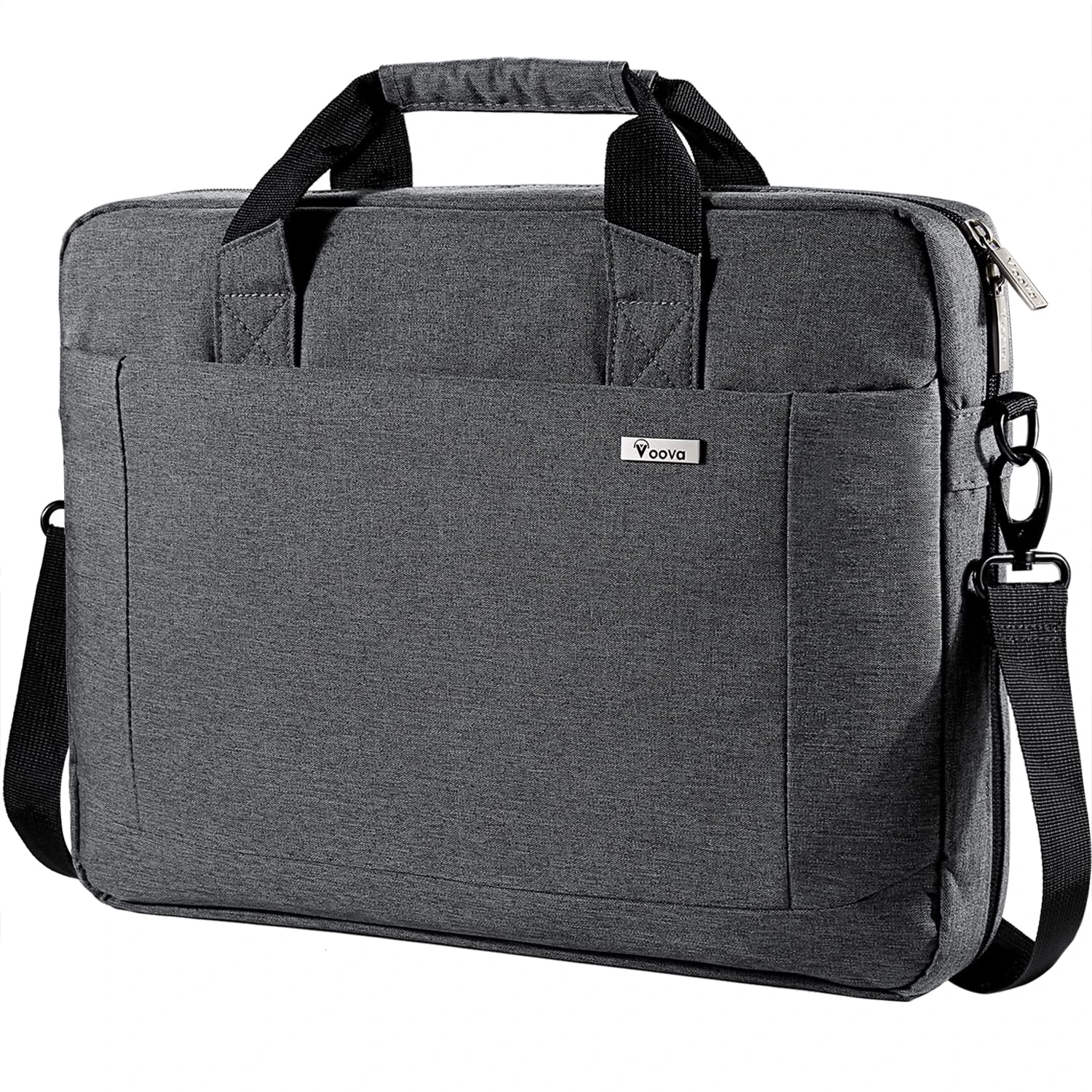 Voova Laptop Bag Case 17 17.3 Inch Computer Sleeve Messenger Bag with Shoulder Strap Expandable Waterproof Large Capacity Business Briefcase for Work Travel Fit 17-18 Inch Laptop, Men Women-Grey