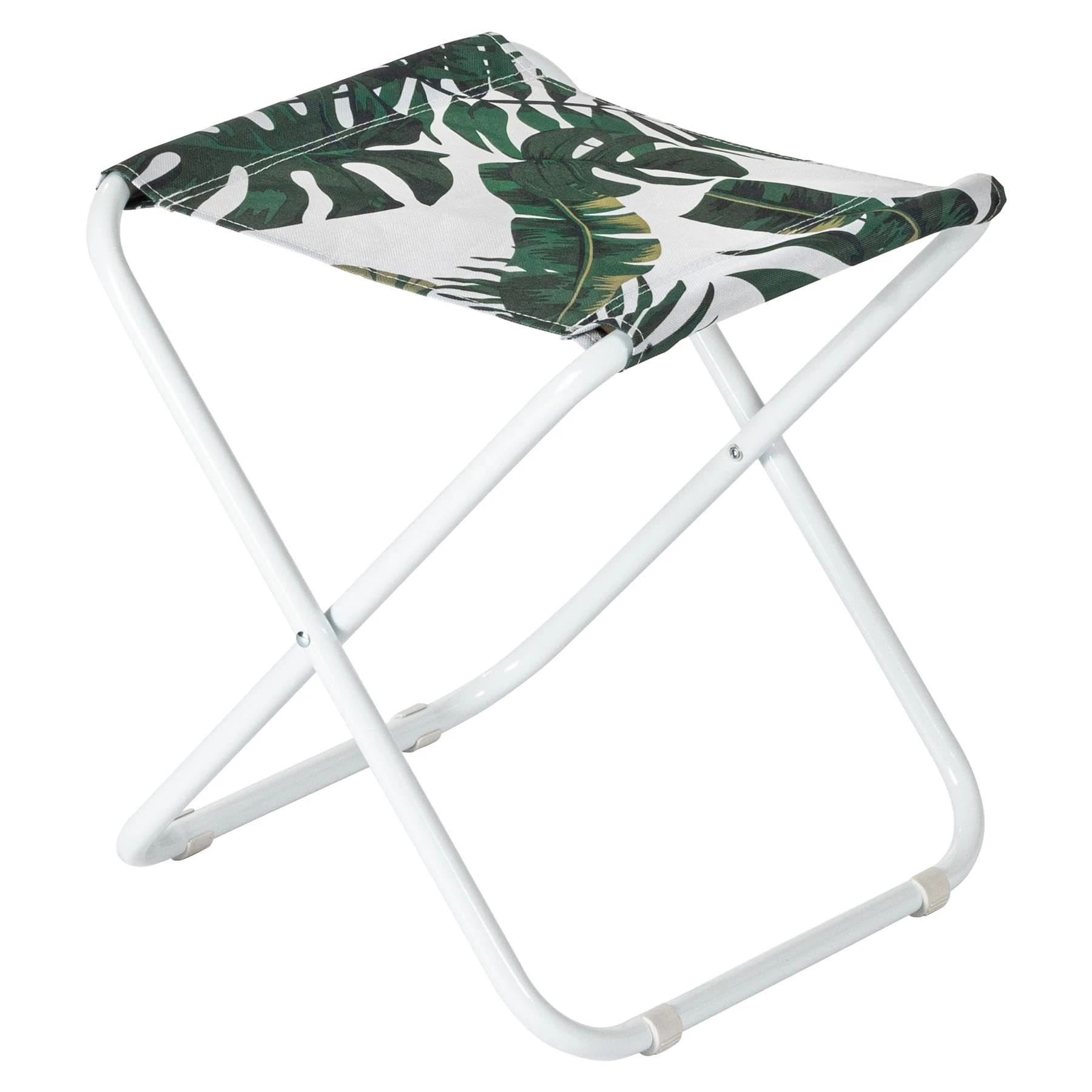 Harbour Housewares Folding Stool - Banana Leaf - Pack of 1 - Canvas Camping Stool Adults Small Portable Lightweight Outdoor Foldable Garden Seat for Fishing, Travelling, Picnics