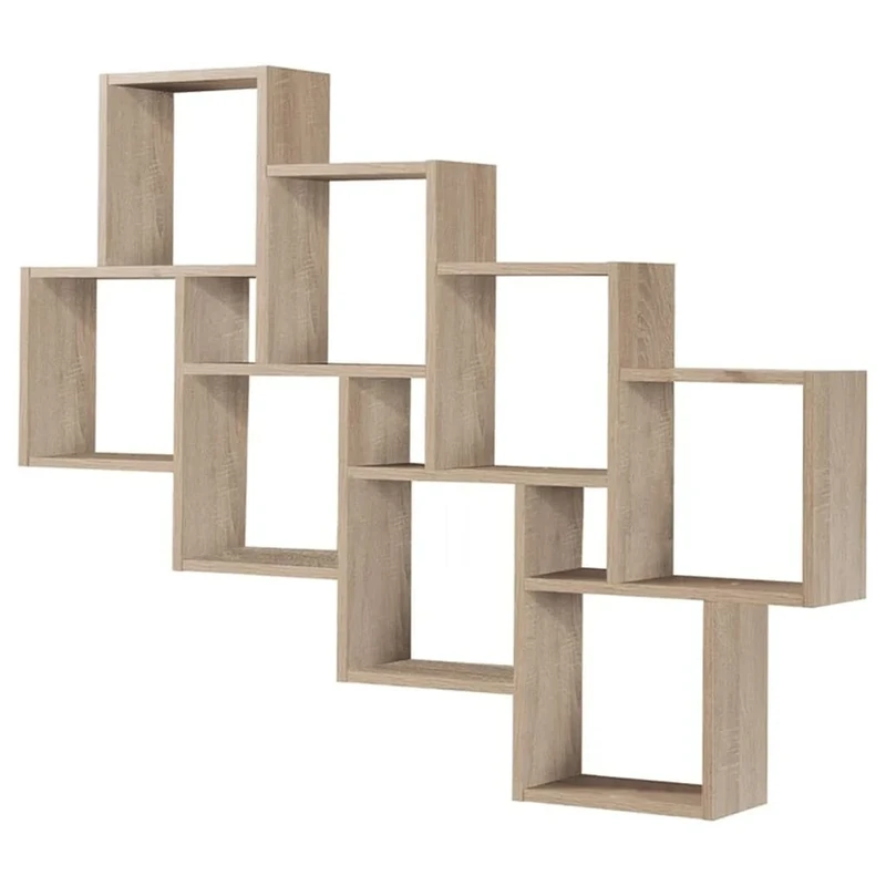 FMD furniture wall shelve oak 121 x 95 x 16 cm sturdy wall mounted with 11 compartments