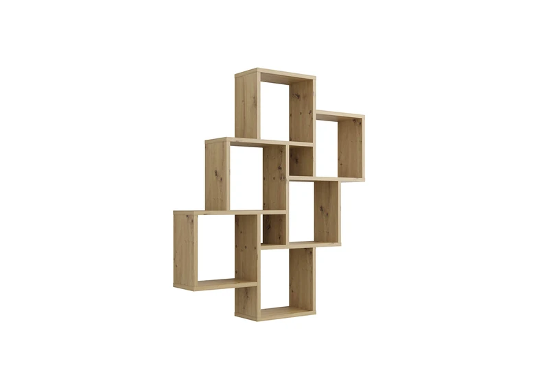 FMD furniture Wall shelf Artisian Oak 81 x 94 x 16 cm sturdy, with 8 compartments. Floating