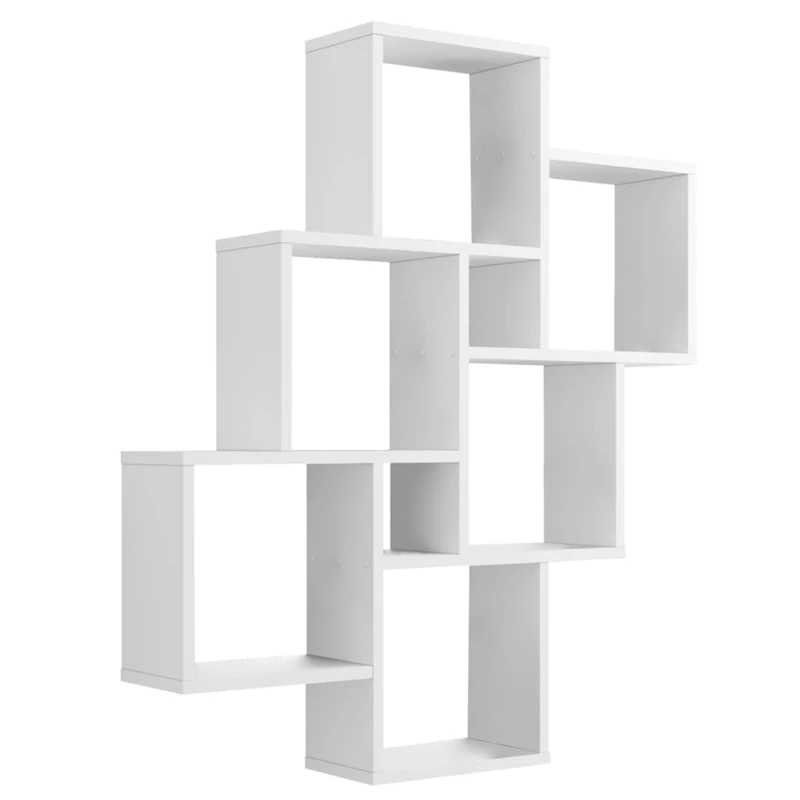 FMD furniture Wall shelf Brilliant White 81 x 94 x 16 cm sturdy, with 8 compartments, floating