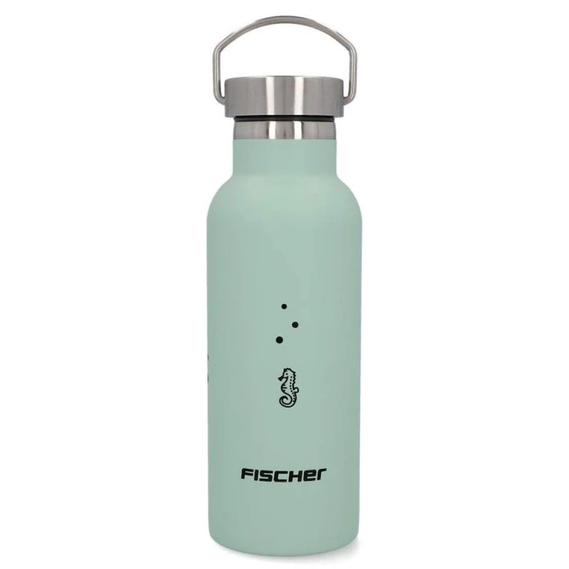 FISCHER Children's Stainless Steel Drinking Bottle, 500 ml, Screw Cap, Food-Safe, Green - Image 1