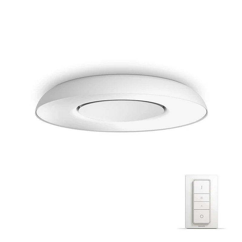 Philips Hue Still White Ambiance Smart Ceiling Light LED with Bluetooth, White and Dimmer Switch. Works with Alexa, Google Assistant and Apple HomeKit., 915005913801