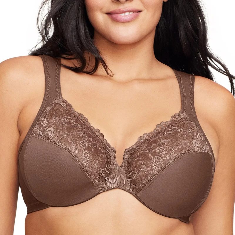 Glamorise Low Cut Wonderwire Lace Underwire Bra 1240 (Women's & Women's Plus)