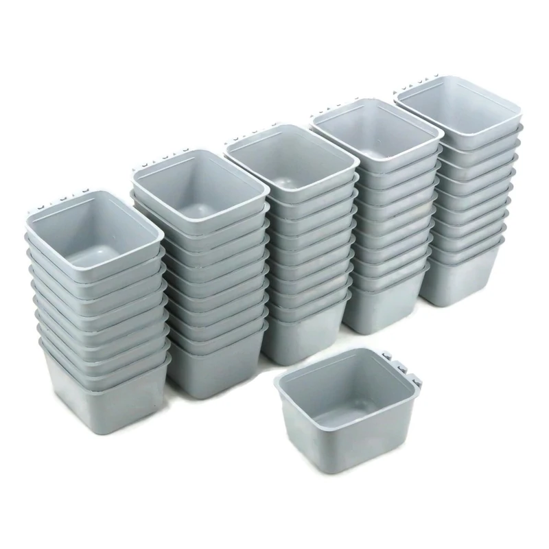The ROP Shop | (Pack of 50) Gray Cage Cups for Feed & Water for Poultry, Ducks, Birds, Hamsters