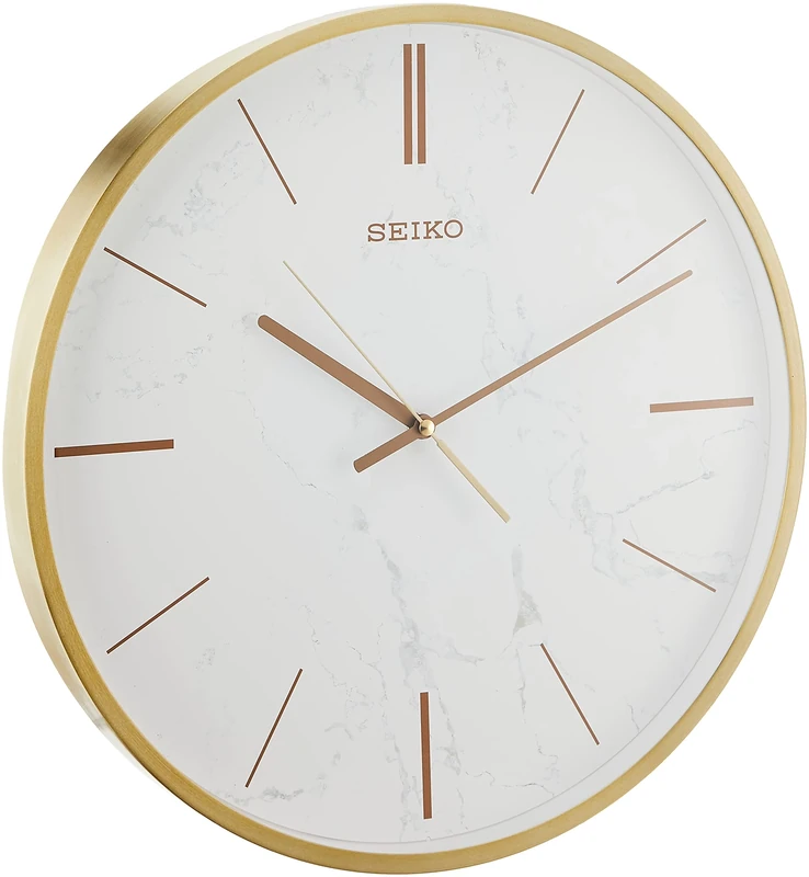 Seiko QXA760GLH Carrara Elegant Wall Clock, 16-inch Diameter, Glass Cover