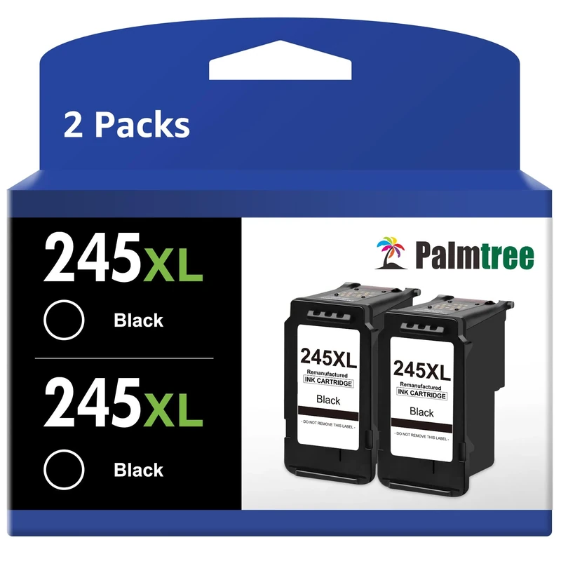 Palmtree Remanufactured 245XL Black Ink Cartridge Replacement for Canon PG-245 PG-245XL PG 245 245XL 245 XL Used in Canon PIXMA MX492 MX490 MG2920 MG2420 MG2520 MG2522 IP2820 (2 Black) - Image 1