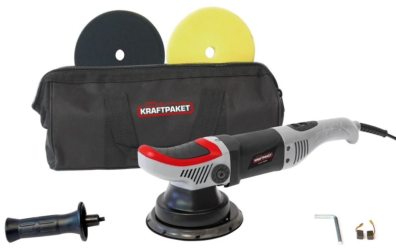 Dino KRAFTPAKET Eccentric Polishing Machine, 710W with Forced Rotation, 125mm Polishing Sponge & Pad, Grey