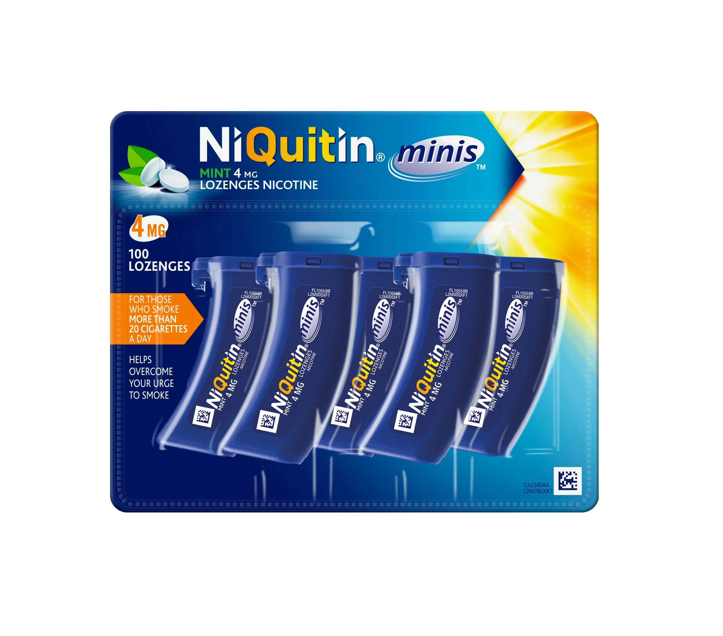 NiQuitin 4mg Minis Mint Lozenges - Mint Flavour (5 x Pack of 20 Minis Nicotine Lozenges) - On The Go Oral Stop Smoking and Vaping Aid - Pocket Sized Containers