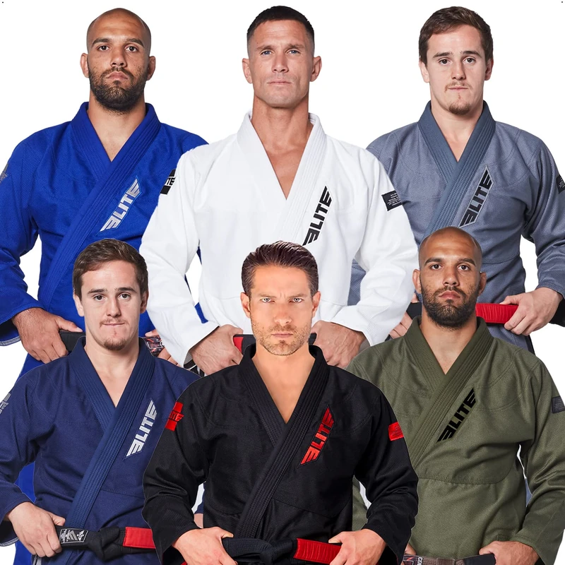 Elite Sports BJJ Gi for Men - Brazilian Jiu Jitsu Gi - Preshrunk Sweat Wicking Fabric - Machine Washable - Free White Belt
