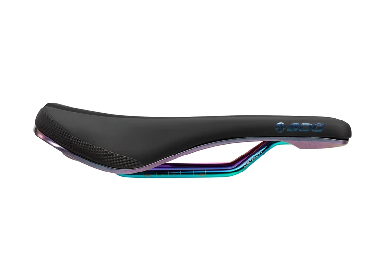 SDG Bel-Air V3 Oil Slick Saddle – Black Microfibre Top | MTB, Trail & Gravel Comfort Saddle with Cut-Out & Lux-Alloy Rails