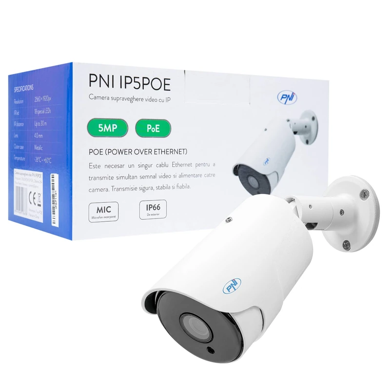 PNI IP5POE IP5POE 5MP IP Camera Built-in Microphone Outdoor Security Camera POE Compatible House IPMAX POE Five