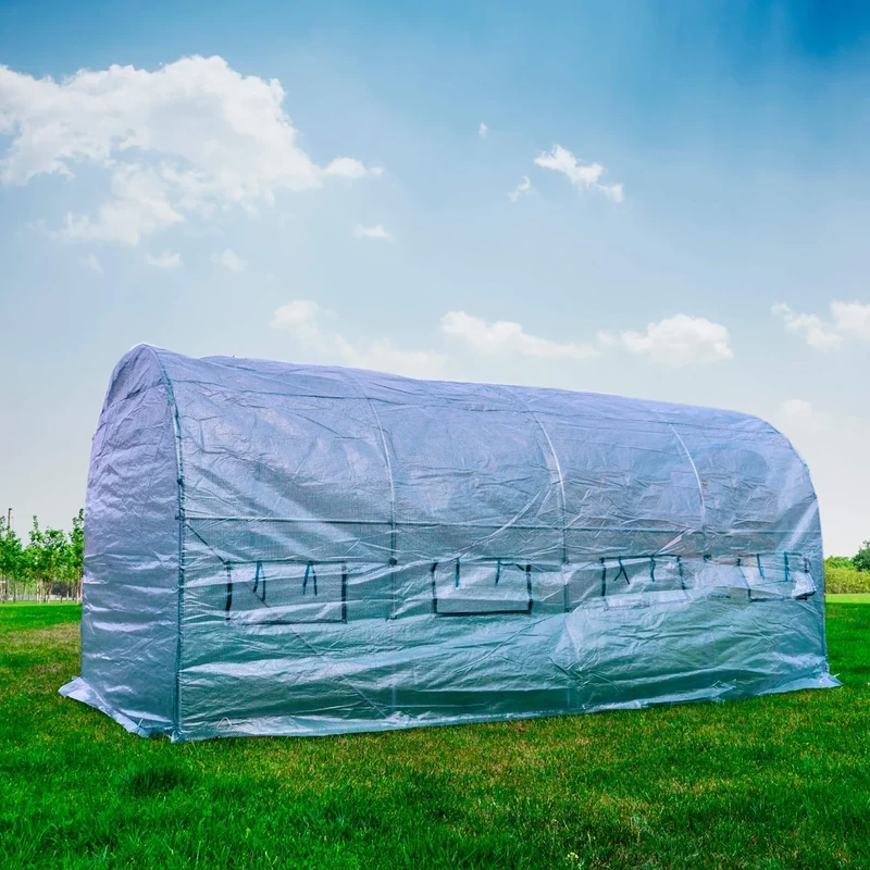 PNI SG500 Garden Plot Greenhouse Size 457 x 210 x 210 cm, Solid Steel Construction, Window with Mosquito Nettes, Zip - Image 1