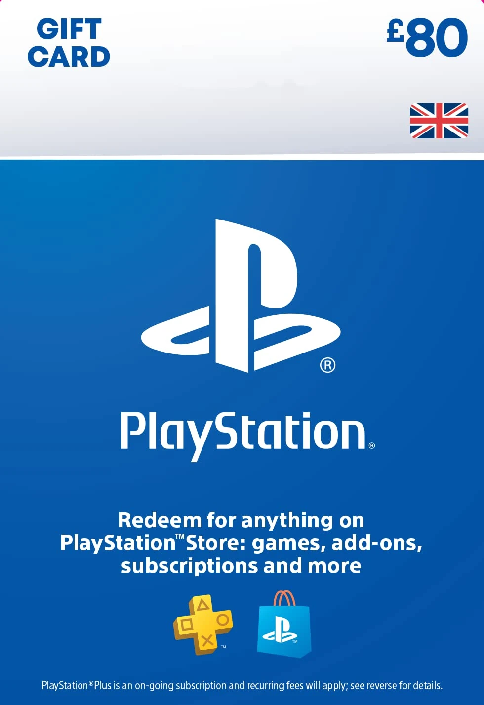 PlayStation PSN Card 80 GBP Wallet Top Up | PS5/PS4 | PSN Download Code - UK account