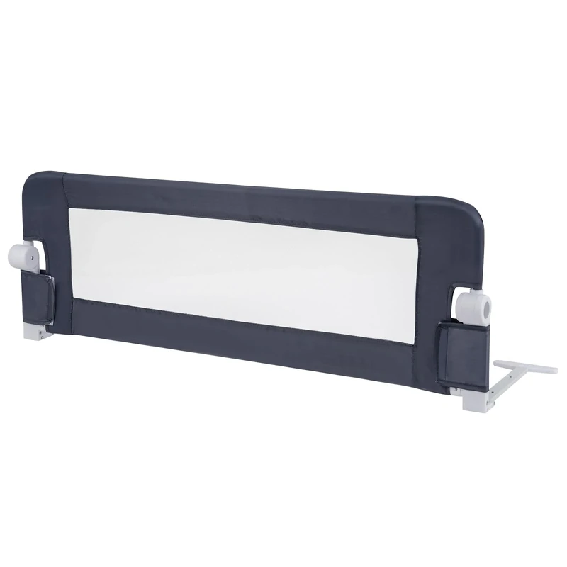 COSTWAY Foldable Bed Rail, Bed Guard with Adjustable Straps, Removable & Washable Fabric Cover, One-Click Fold, Fall Protection, 180° Foldable for Cot, Box Spring Bed (Grey, 120 x 42 cm)