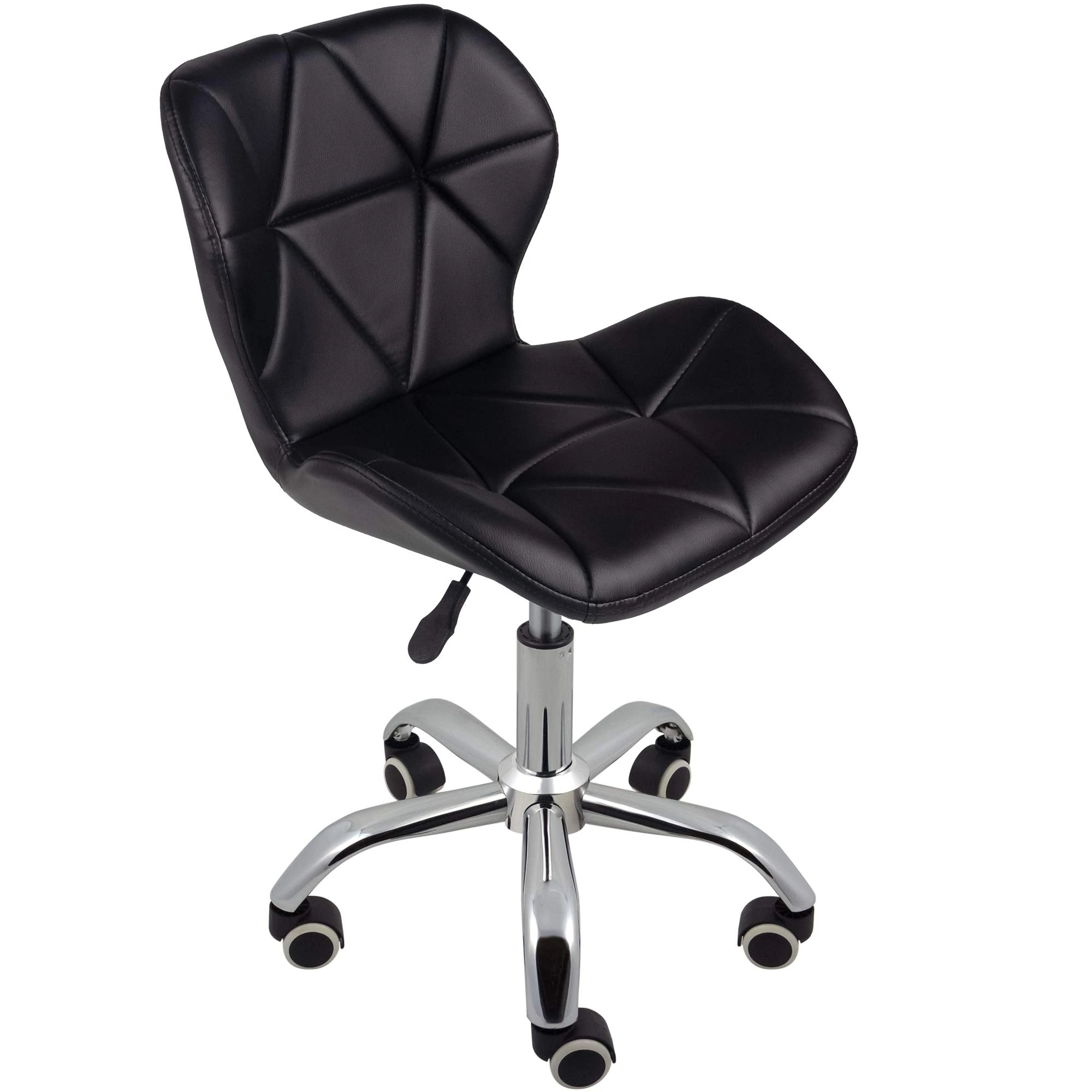 Charles Jacobs Home Office Swivel Computer Desk Chair with a Height Adjustable Chrome base and Wheels - Black PU