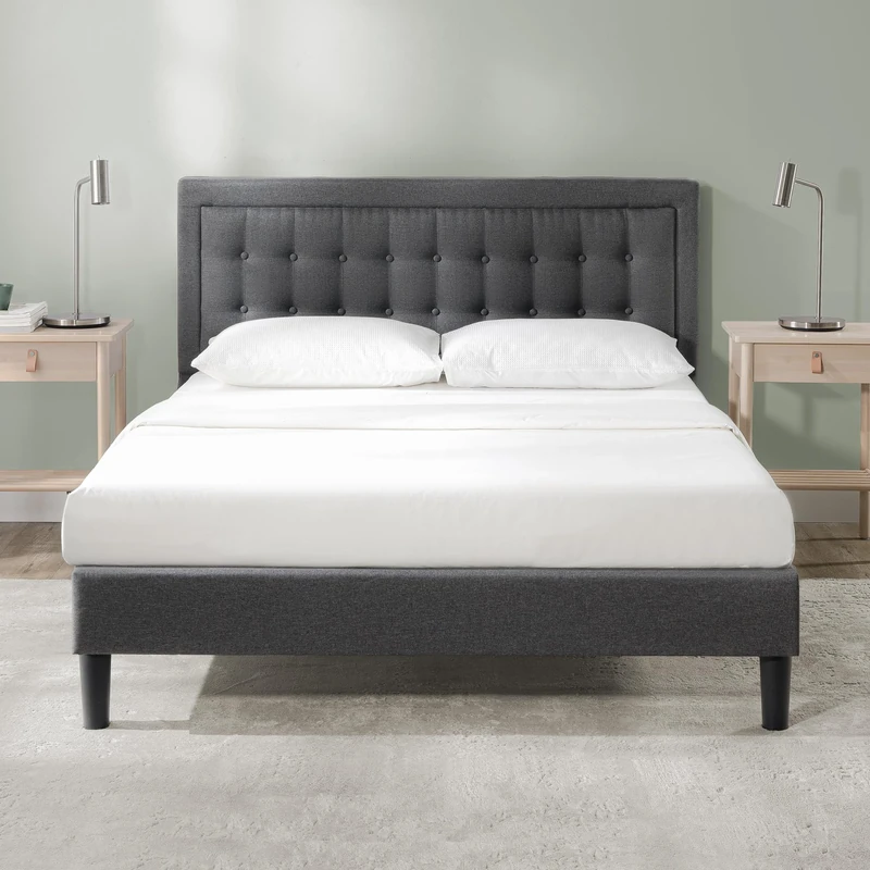 ZINUS Dachelle 35 cm Upholstered Platform Bed Frame | Mattress Foundation | Wood Slat Support | For Adults, Kids, Teenagers | Easy Assembly | Single | Dark Grey - Image 1