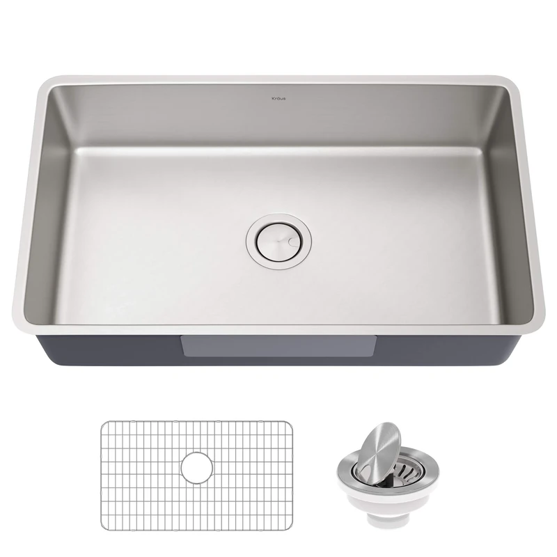 Kraus KA1US32B Dex 32" Undermount Sink 16 Gauge Stainless Steel Single Bowl