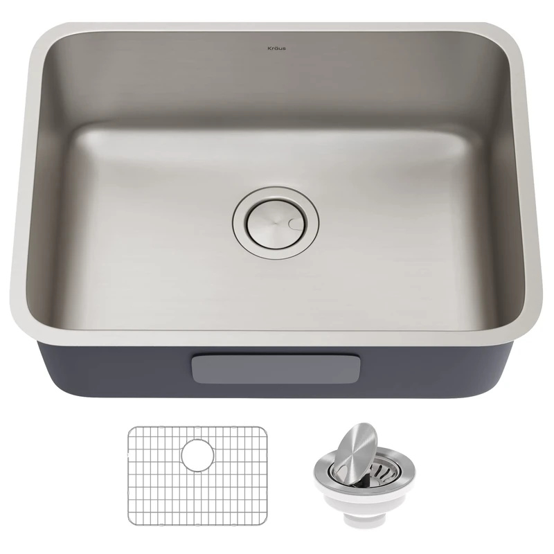 Kraus KA1US25B Dex 25-inch Undermount 16 Gauge Antibacterial Stainless Steel Single Bowl Kitchen Sink