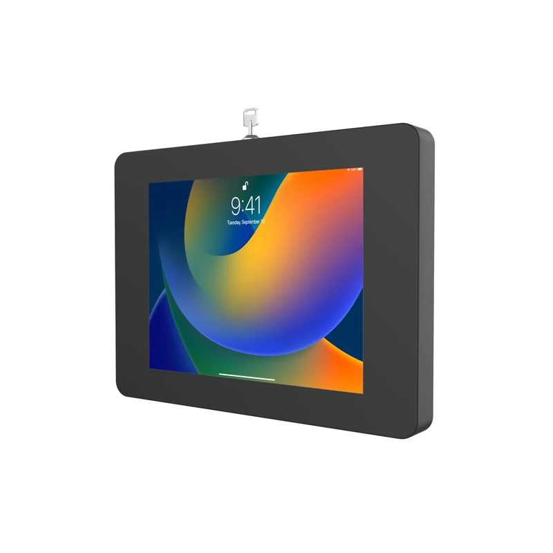 Locking iPad Wall Mount - CTA Anti-Theft Small Locking Tablet Enclosure w/Key Lock & Interior Cable Routing for iPad Mini 1, 2, 3, 4, 5, 6, 7 - Samsung Tab A 8″, Lenovo Tab E8 - Black - (PAD-PSWB)