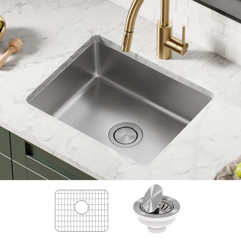 KRAUS Dex 21-inch Undermount 16 Gauge Stainless Steel Single Bowl Kitchen Sink, KA1US21B