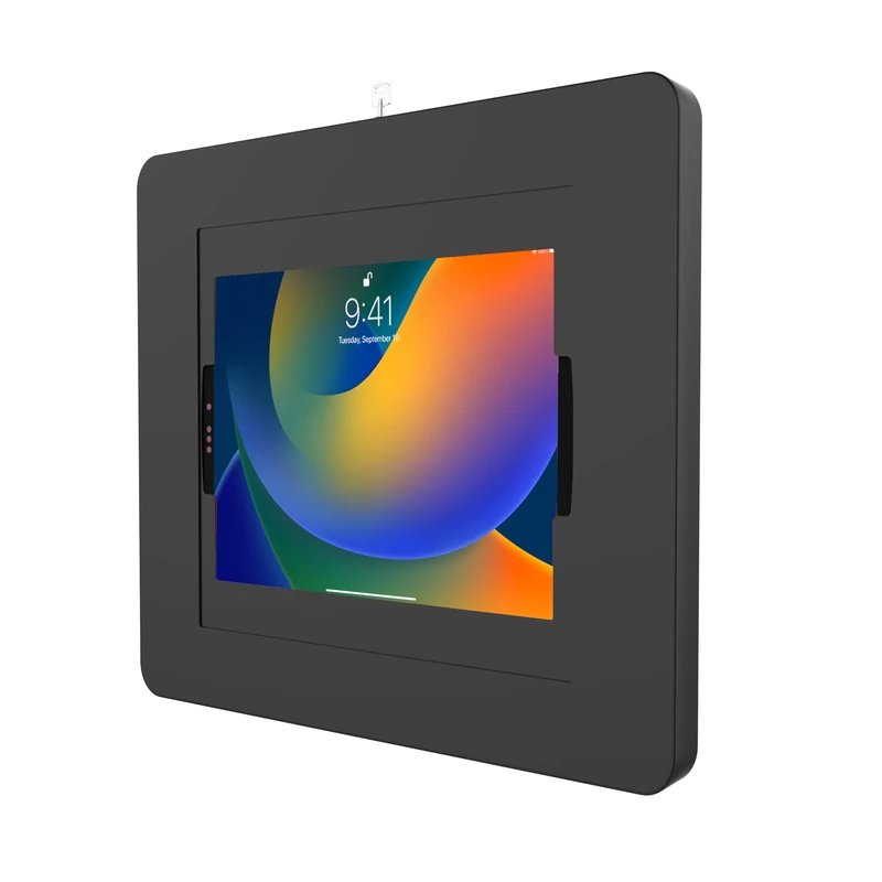 Locking iPad Wall Mount - CTA Anti-Theft Large Locking Tablet Enclosure w/Key Lock and Interior Cable Routing for iPad Pro 12.9", Surface Pro 3, 4, 5, 6, 7, 8, X - Black - (PAD-PLWB)