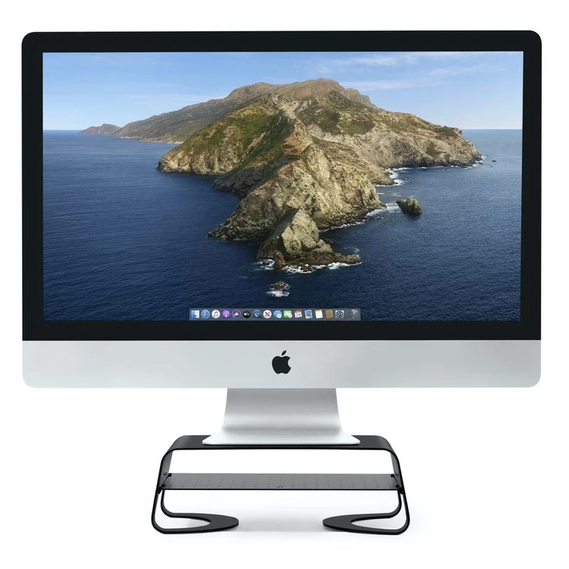 Twelve South Curve Riser Monitor Stand | Ergonomic desktop stand with storage shelf for iMac and Displays, matte black