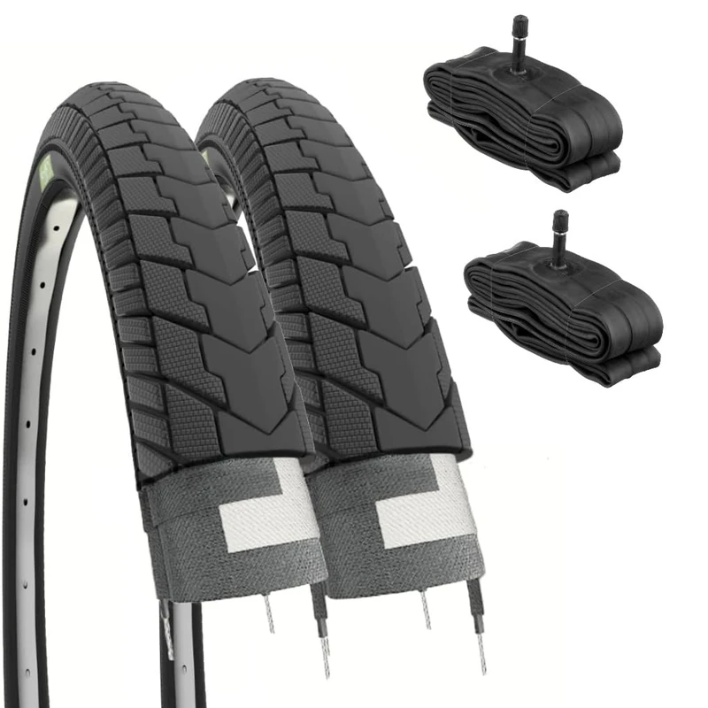 2 Road Tyres 24 x 1.75 cm (47-507) + Inner Tubes Graziella City Bike 24 Inches
