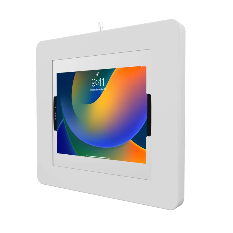 Locking iPad Wall Mount – CTA Anti-Theft Large Locking Tablet Enclosure w/Key Lock & Interior Cable Routing for iPad Air 13" M2 (2024) - iPad Air 13" M4 (2024) - Surface Pro 3 to X - White (PAD-PLWW)